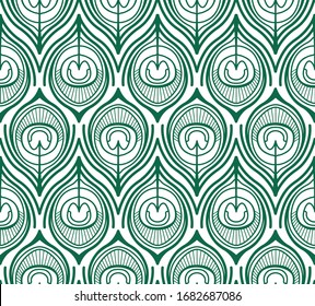 Beautiful Seamless Pattern. Colorful Peacock Feather With Eyes. Vector Illustration.