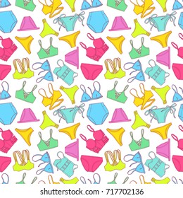 beautiful seamless pattern of colorful swimsuits. hand-drawn illustration