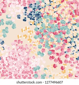 Beautiful seamless pattern with colorful tiny flowers on light coloured background. Spring and Summer floral background. Bright rainbow pattern