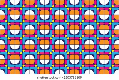 Beautiful seamless pattern in combination of shapes and colors for decoration, background, fabric, wallpaper, tiles, etc