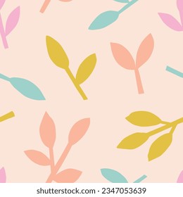 Beautiful seamless pattern with cut out Leaves. Vector botanical texture. Minimalistic natural background