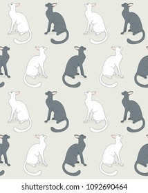 Beautiful seamless pattern with dark and white cats. Stylish vector illustration