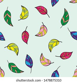 Beautiful seamless pattern with decorative colorful leaves. Vector illustration