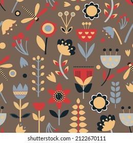 Beautiful seamless pattern for decorative design. Vector abstract paper cut flowers illustration. Nature trendy design. Colorful paper texture background. Birthday greeting design.