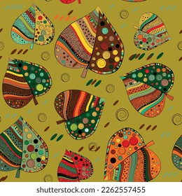 Beautiful seamless pattern with decorative leaves. Vector file for designs.