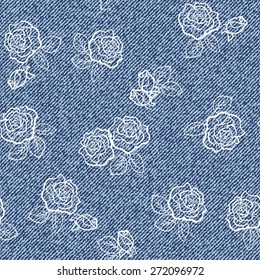 Beautiful seamless pattern with denim jeans background