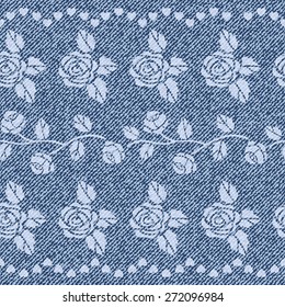 Beautiful seamless pattern with denim jeans background