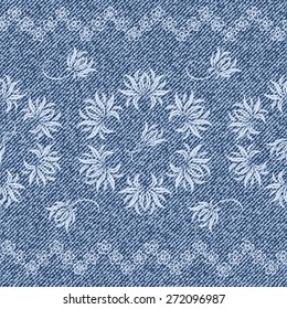 Beautiful seamless pattern with denim jeans background
