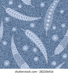 Beautiful seamless pattern with denim jeans background