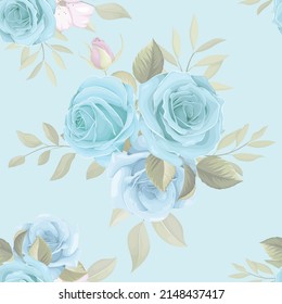 Beautiful seamless pattern design with blue floral design