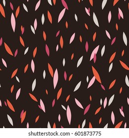Beautiful seamless pattern with different elements. Multicolored texture with abstract leaves.