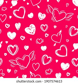 beautiful seamless pattern with doodle sketch heart. design for holiday greeting card and invitation of the wedding, Valentine's day and Happy love day