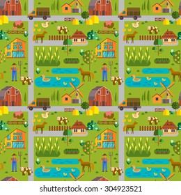Beautiful  seamless pattern 
eco farm. Flat style. 