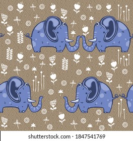 Beautiful seamless pattern enamored elephants . animal illustration