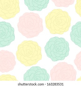 Beautiful seamless pattern with exotic flowers made in pastel colors. Perfect background for romantic and girly design.