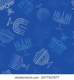 A beautiful seamless pattern featuring Hanukkah Menorah candles.