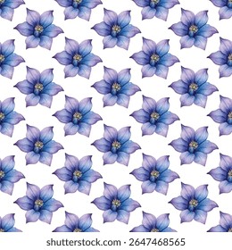 Bonito padrão sem emenda com flores vibrantes em plena floração. Perfeito para tecidos, papel de parede e desenhos de papelaria. Cores ricas e detalhes intrincados melhoram seu charme artístico.