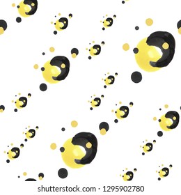 Beautiful Seamless Pattern with figure Soft yellow and Very dark mostly black color. For design, textile, pattern fills, box, posters, cards, web page background etc. Pattern under the mask. Vector.