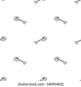 Beautiful seamless pattern of fish skeletons