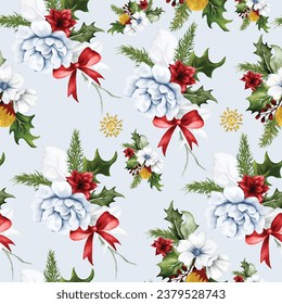 beautiful seamless pattern floral and Christmas ornament