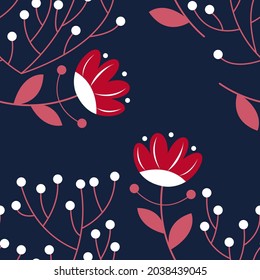 beautiful seamless pattern flower branch leaves 