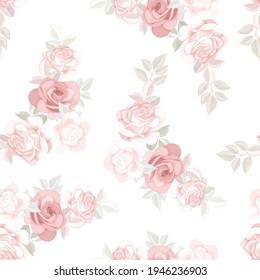 Hermoso patrón impecable hermosa flor y hojas Premium Vector