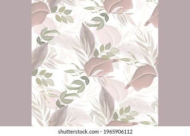  Beautiful seamless pattern beautiful flower and leaves Premium Vector