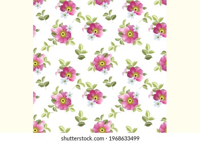 Beautiful seamless pattern beautiful flower and leaves Premium Vector