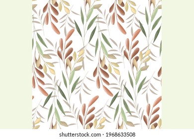 Beautiful seamless pattern beautiful flower and leaves Premium Vector