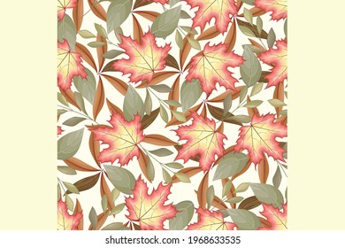 Beautiful seamless pattern beautiful flower and leaves Premium Vector