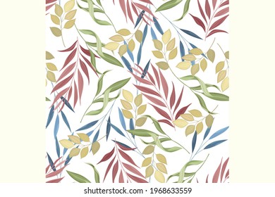 Beautiful seamless pattern beautiful flower and leaves Premium Vector
