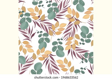Beautiful seamless pattern beautiful flower and leaves Premium Vector