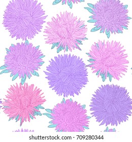 Beautiful seamless pattern with flowers asters. design forgreeting cards and invitations of wedding, birthday, Valentine's Day, mother's day and other seasonal holiday.