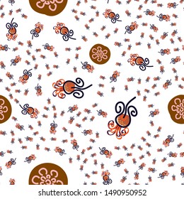 Beautiful Seamless pattern with flowers brown color. Can be used for printing on packaging, bags, cups, laptop, box, etc. Pattern under the mask. Vector.