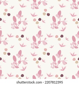 Beautiful Seamless pattern of flowers field on light yellow background vector illustration. Cute vintage floral pattern.