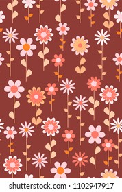 Beautiful seamless pattern with flowers in folk style. Seamless texture with flowers, vector. Good for wallpaper, print on fabric, paper products, surface decor and much more