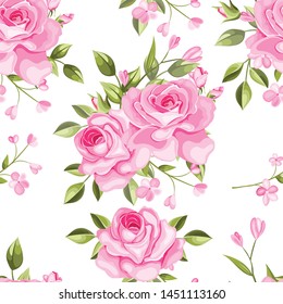 beautiful seamless pattern flowers and leaves