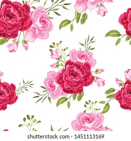 beautiful seamless pattern flowers and leaves