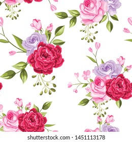 beautiful seamless pattern flowers and leaves