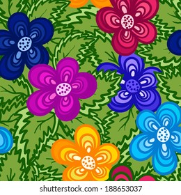 Beautiful seamless pattern with flowers and leaves. Flowers texture