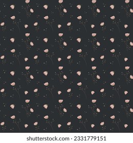 Beautiful seamless pattern with flowers on a dark background