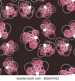 Beautiful seamless pattern with flowers on a dark background
