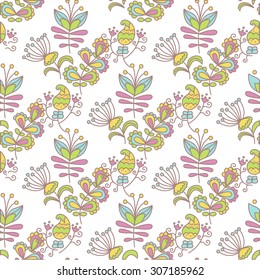 Beautiful seamless pattern with flowers on a white background