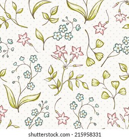 Beautiful seamless pattern with Forget-me not and jasmine flowers. EPS 10 vector illustration.
