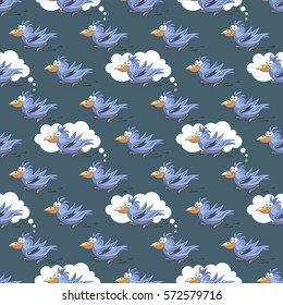 Beautiful seamless pattern with funny parrots.- vector illustration