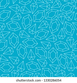 Beautiful seamless pattern gemstones  sapphires diamonds rubies on turquoise background 