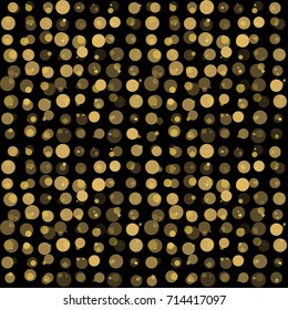 beautiful seamless pattern with gold glittering circle on black background. design for holiday greeting card and invitation of the wedding, Happy Valentine's day, birthday and mother's day