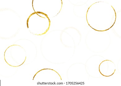Beautiful seamless pattern with golden circles. Festive endless background. Abstract holiday backdrop. For greeting cards, invitations, decorations, prints, digital design, wallpaper. Bubles, rings.