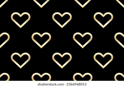 beautiful seamless pattern of golden and shiny hearts