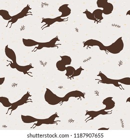 Beautiful seamless pattern with gorgeous silhouette foxs. Amazing wallpaper for your design. Vector illustration